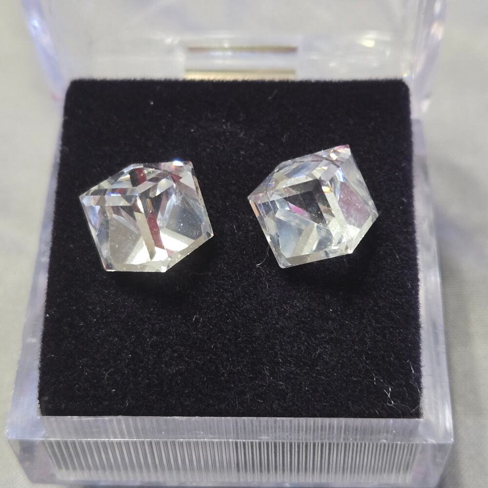 Austrian Crystal Hexagon Stud Earrings Surgical Steel Posts